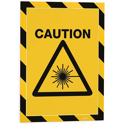 Durable Duraframe Magnetic Signage Hazard Frame, A4, Yellow & Black, Pack of 5