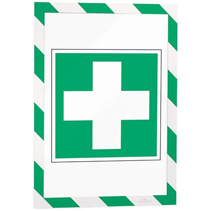 Durable Duraframe Magnetic Signage Hazard Frame, A4, Green & White, Pack of 5
