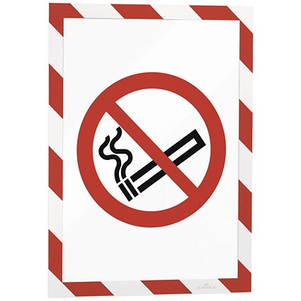 Durable Duraframe Magnetic Signage Hazard Frame, A4, Red & White, Pack of 5