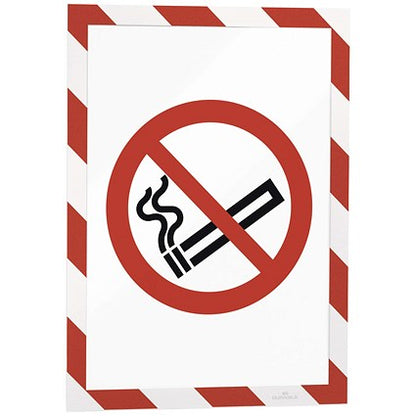 Durable Duraframe Magnetic Signage Hazard Frame, A4, Red & White, Pack of 5