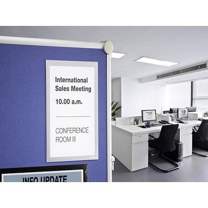 Durable Duraframe Grip Fabric Adhesive Signage Frame, A4, Silver
