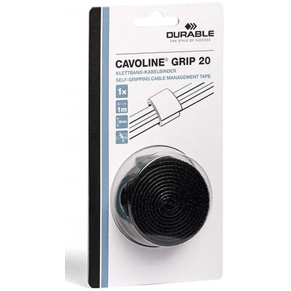 Durable Cavoline Cable Management Grip Tape, 20mm, Black