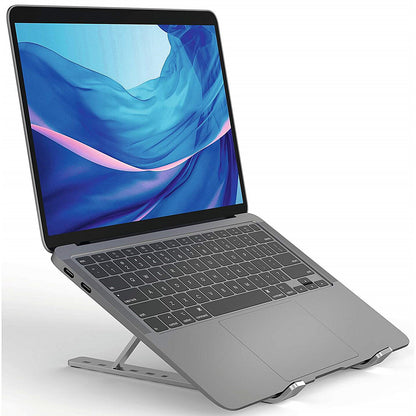 Durable Premium Aluminium Foldable Laptop Stand, Adjustable Tilt, Silver