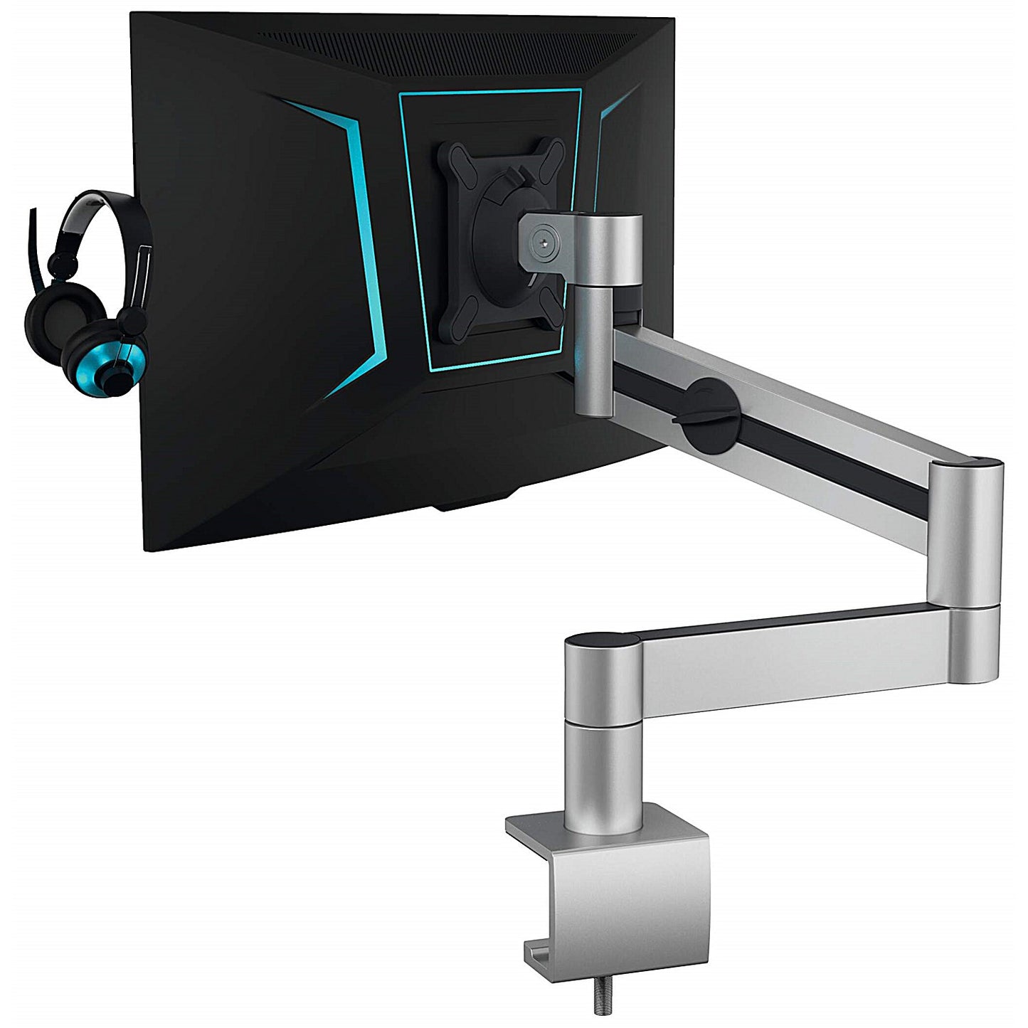 Durable Monitor Mount Deskclamped Single Monitor Arm, Adjustable Height and Tilt, Silver