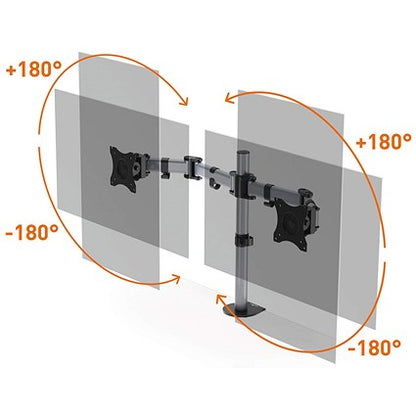 Durable Select Monitor Mount Deskclamped Dual Monitor Arms, Adjustable Height and Tilt, Silver