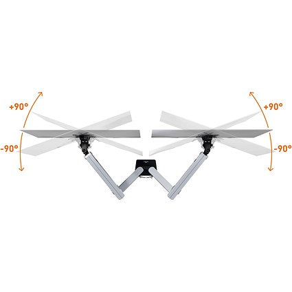 Durable Select Plus Deskclamped Dual Monitor Arm, Adjustable Height and Tilt, Silver