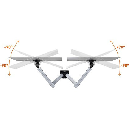 Durable Select Plus Deskclamped Dual Monitor Arm, Adjustable Height and Tilt, Silver