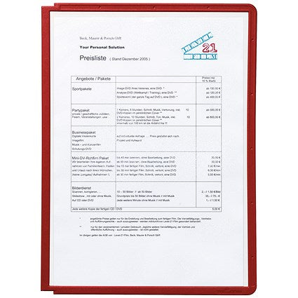 Durable Sherpa A4 Display Panel, Red, Pack of 5