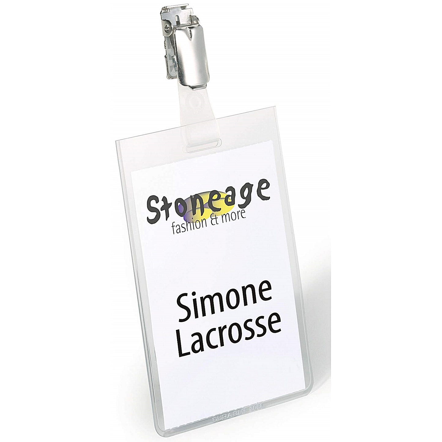 Durable Clip Name Tag ID Badge Card Holders, Vertical, 90x60mm, Pack of 25