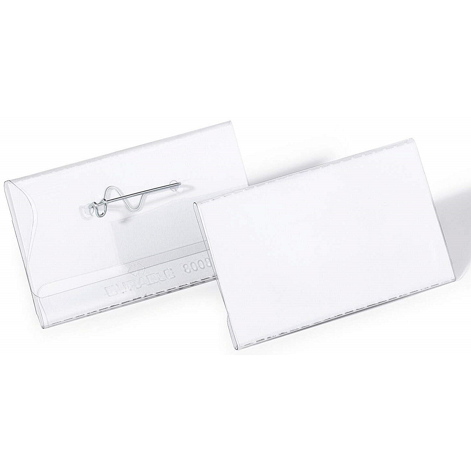 Durable Conference Pin Name Tag Badge Holders and Inserts, 40x75mm, Pack of 100 Easy2Order : 800819