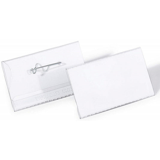 Durable Conference Pin Name Tag Badge Holders and Inserts, 40x75mm, Pack of 100 Easy2Order : 800819