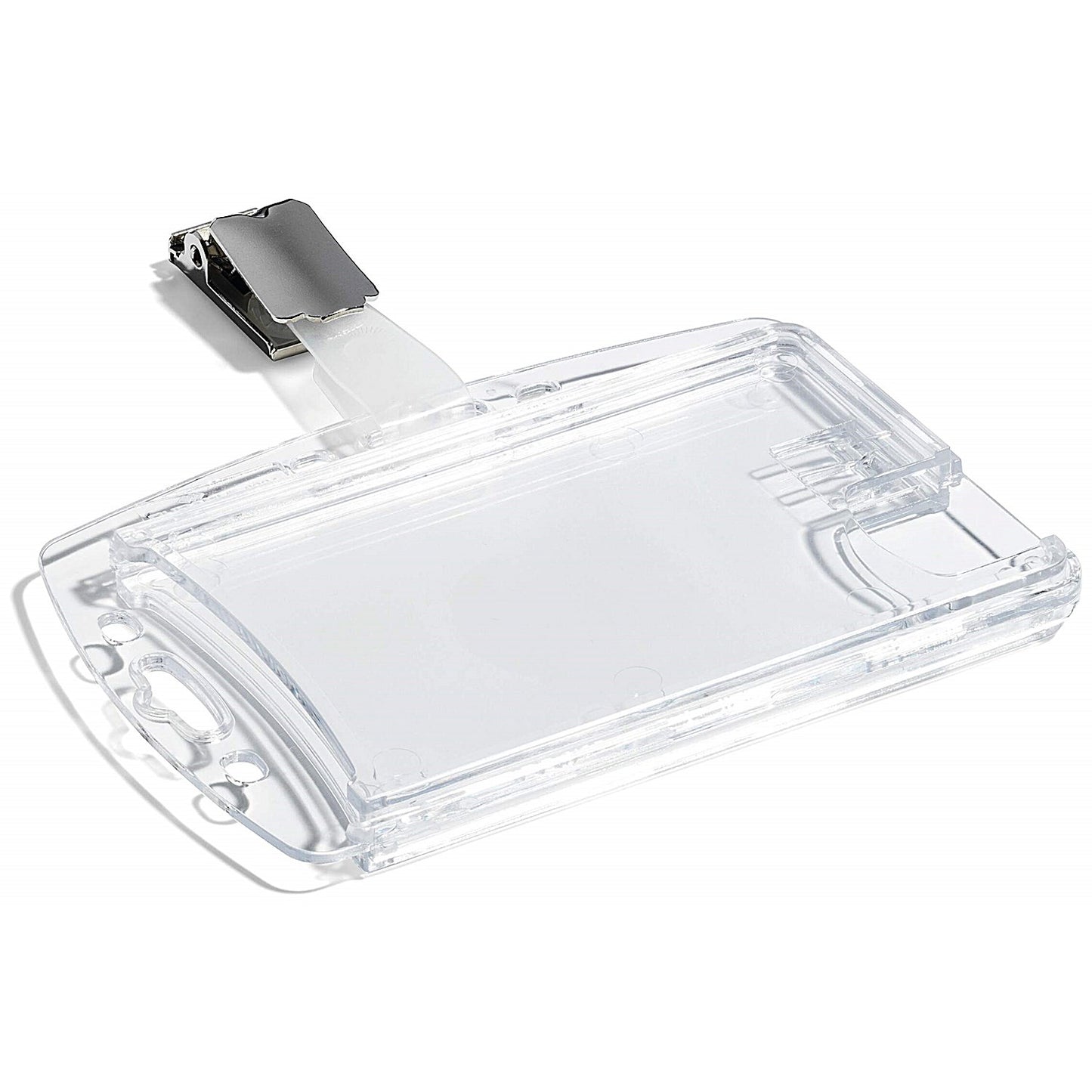 Durable Enclosed Duo 2 Card Clip Security Pass ID Badge Holder, Clear, Pack of 25