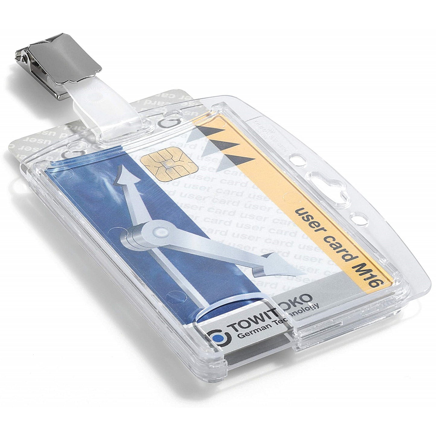 Durable Enclosed Duo 2 Card Clip Security Pass ID Badge Holder, Clear, Pack of 25
