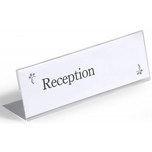Durable Clear Acrylic Table Place Name Holders and Inserts, 61x210mm, Pack of 10 Easy2Order : 803119