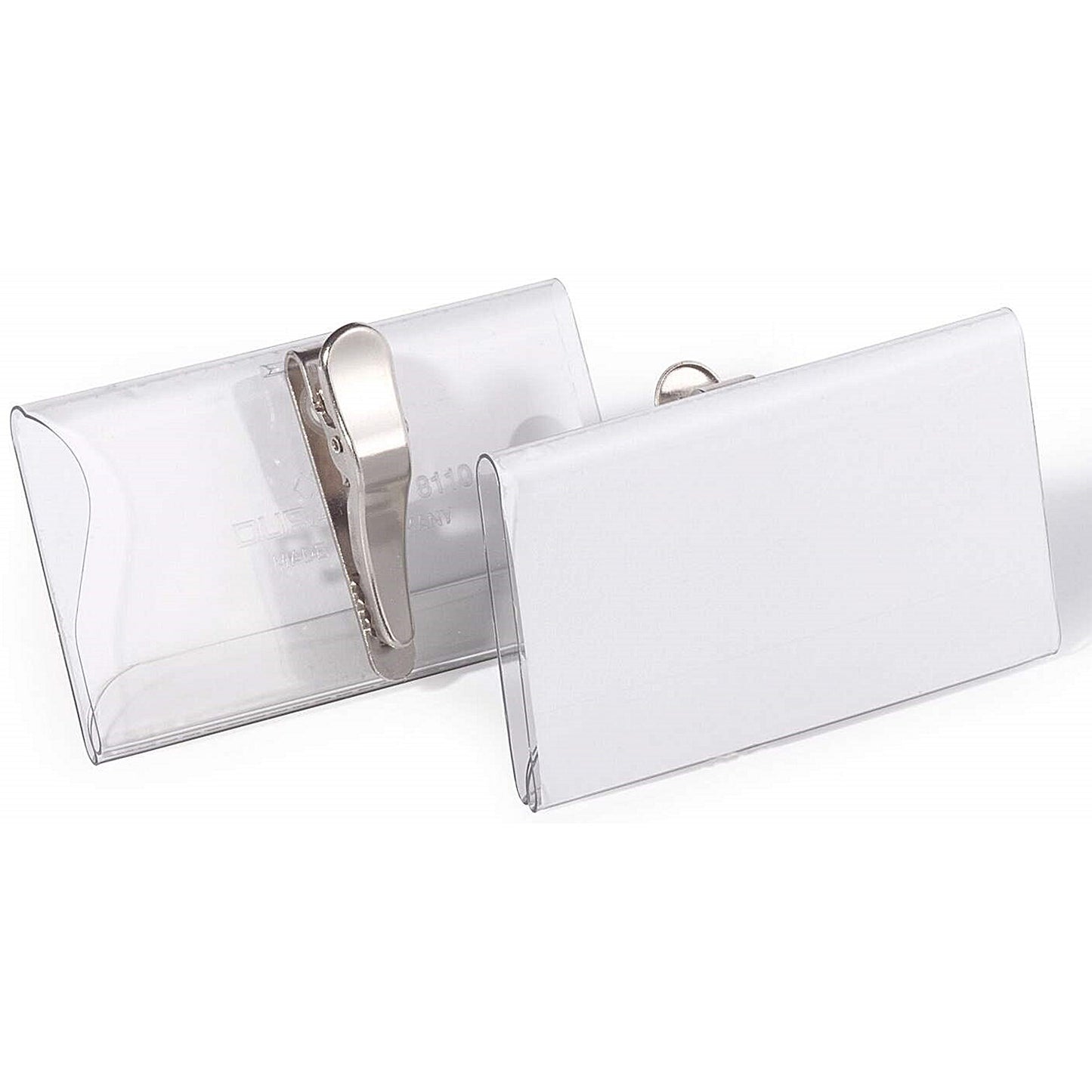 Durable Crocodile Clip Name Tag ID Badge Holders + Inserts, 40x75mm, Pack of 25
