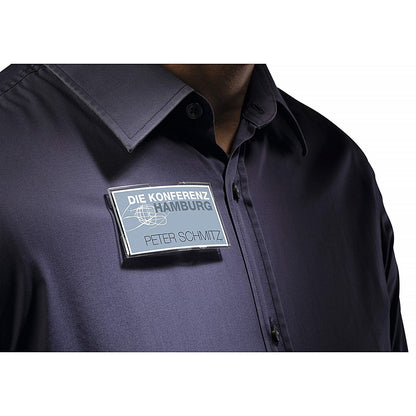 Durable Convex Magnetic Name Tag Badge Holders + Inserts, 40x75mm, Pack of 25