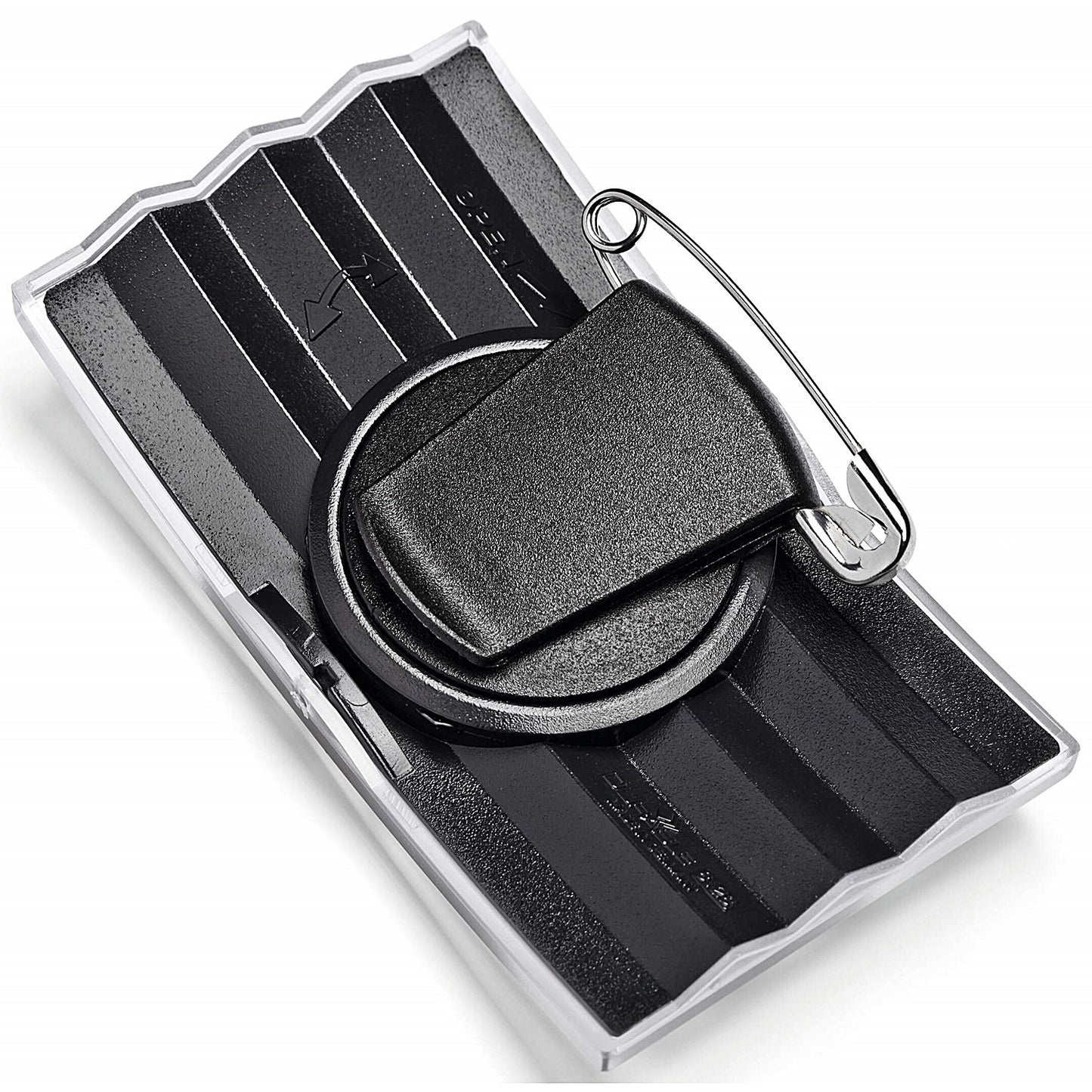 Durable Convex Clip & Pin Name Tag Badge Holders + Inserts, 40x75mm, Pack of 25