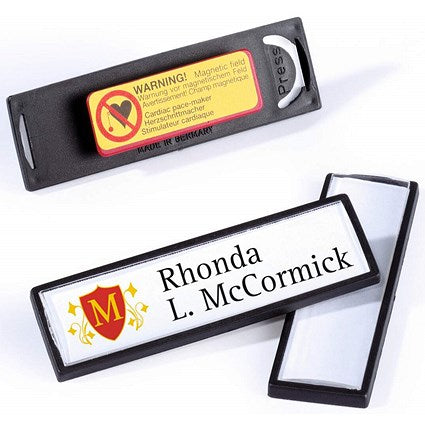 Durable Conference Magnet Name Tag Badge Holders + Inserts, 17x67mm, Pack of 25