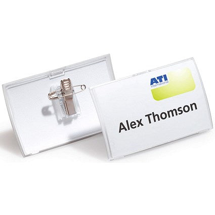 Durable Name Badge, Click Fold, With Combi Clip, 54x90mm, Pack of 25