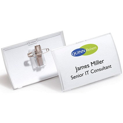 Durable Name Badge, Click Fold, With Combi Clip, 54x90mm, Pack of 25