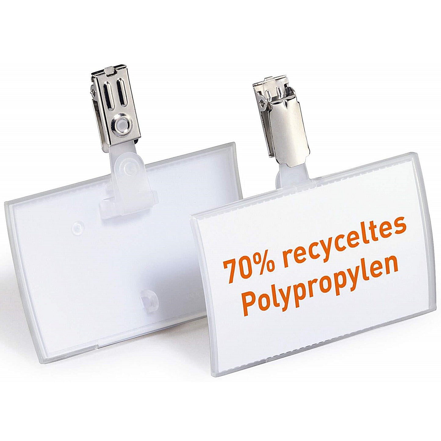 Durable Click Fold Clip Name Tag Badge Holders + Inserts, 54x90mm, Pack of 25