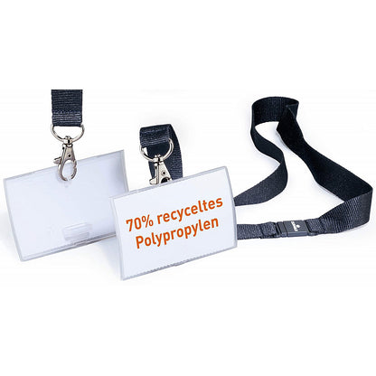 Durable Click Fold Safety-Clip Lanyard Name Badge ID Holders, 54x90mm, Pack of 10