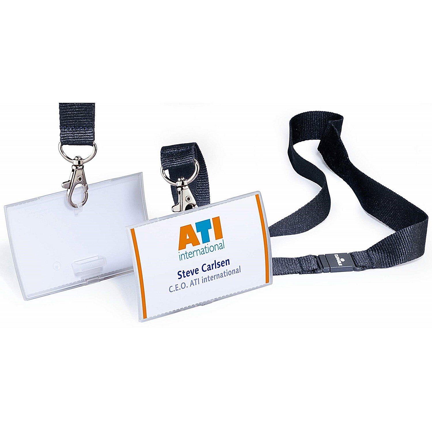 Durable Click Fold Safety-Clip Lanyard Name Badge ID Holders, 54x90mm, Pack of 10