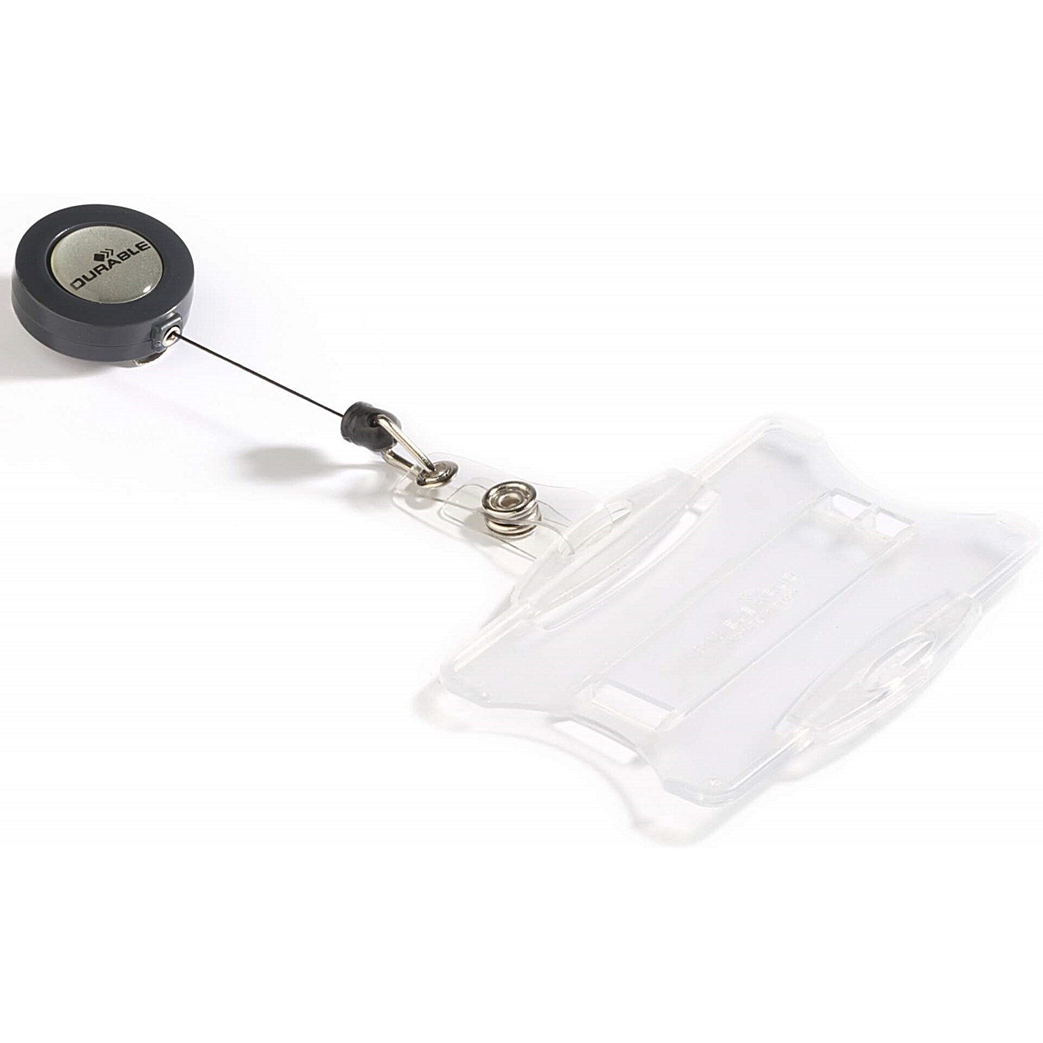 Durable Duo 2 Card Security Pass ID Holders with Badge Reel, Clear, Pack of 10 Easy2Order : 821919