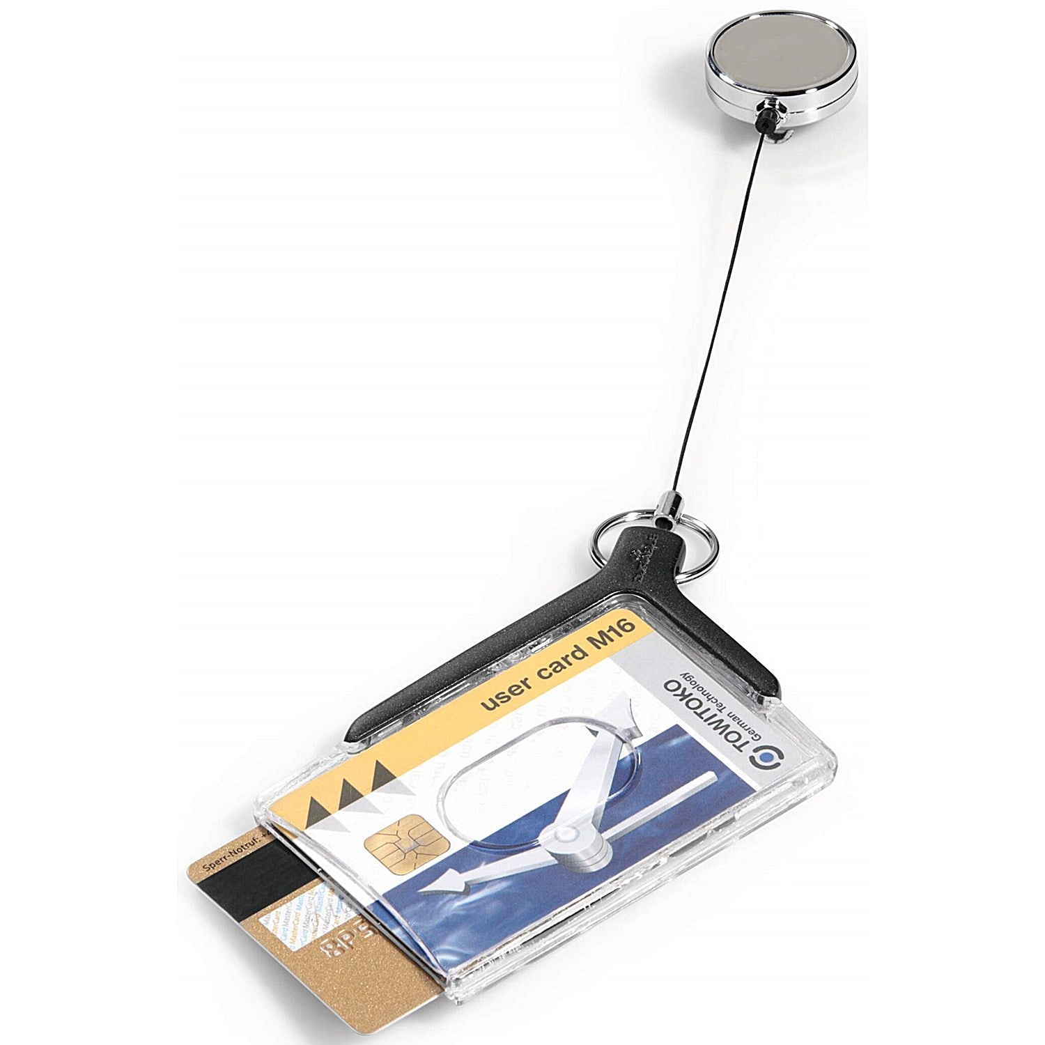 Durable De Luxe Premium Badge Reel Name Badge ID Holder for 2 Cards, Black, Pack of 10 Easy2Order : 830858