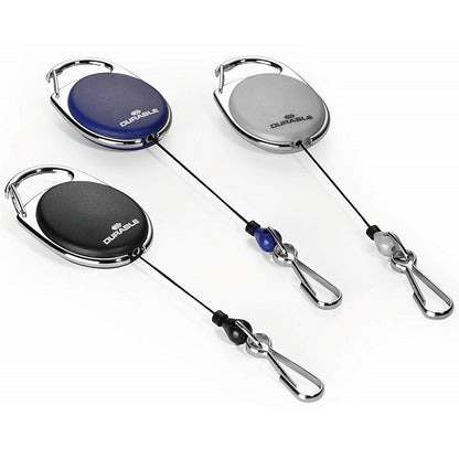 Durable Style Secure Retractable Clip Badge Reel for ID & Keys, Black