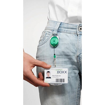 Durable Style Secure Retractable Carabiner Badge Reel for IDs & Keys, Green