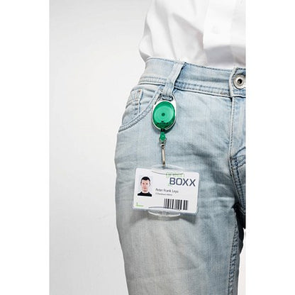 Durable Style Secure Retractable Carabiner Badge Reel for IDs & Keys, Green