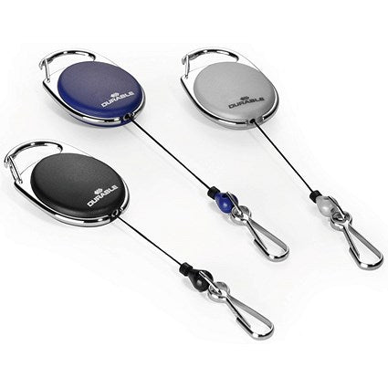 Durable Style Secure Retractable Carabiner Badge Reel for IDs & Keys, Blue