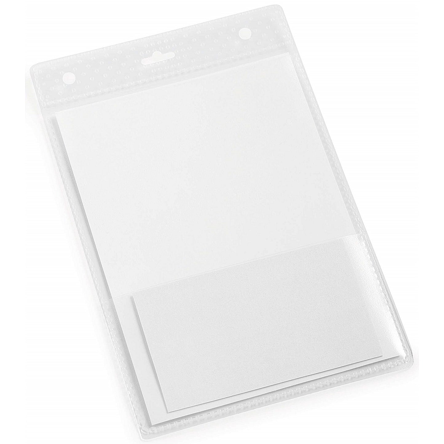 Durable Name Badge ID Card Holders Clear and Punched, Portrait, A6, Pack of 20