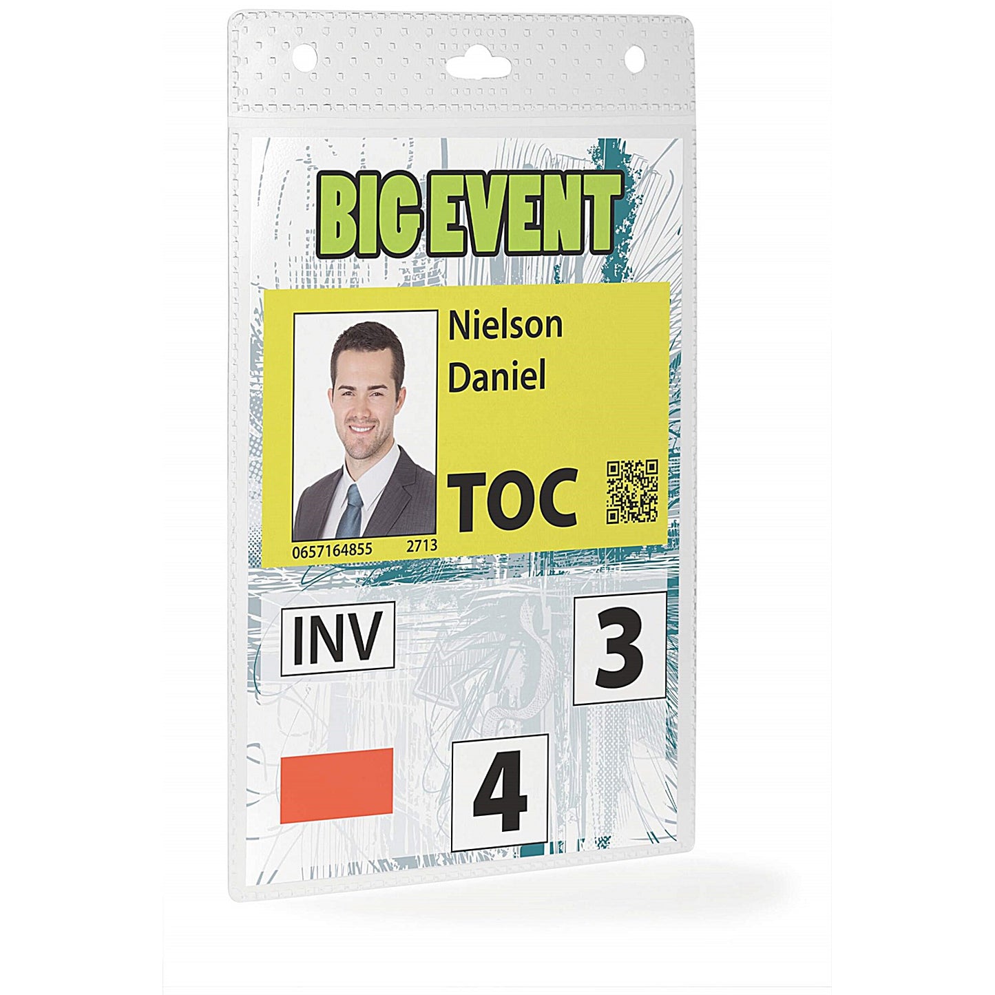 Durable Name Badge ID Card Holders Clear and Punched, Portrait, A6, Pack of 20