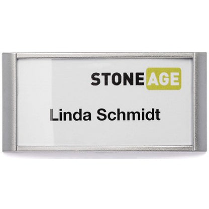 Durable Classic Magnetic Name Tag Badge Holders + Inserts, 30x65mm, Pack of 10