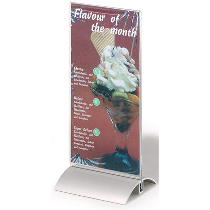 Durable Acrylic Metal Table Display Stand Menu & Sign Holder, 1/3 A4, Clear