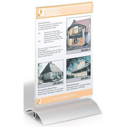 Durable Acrylic Aluminium Display Stand Table Menu & Sign Holder, A5, Clear