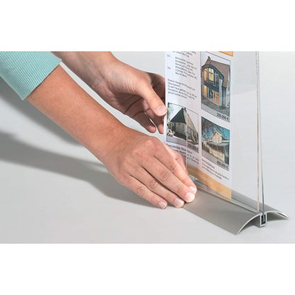 Durable Acrylic Aluminium Display Stand Table Menu & Sign Holder, A4, Clear