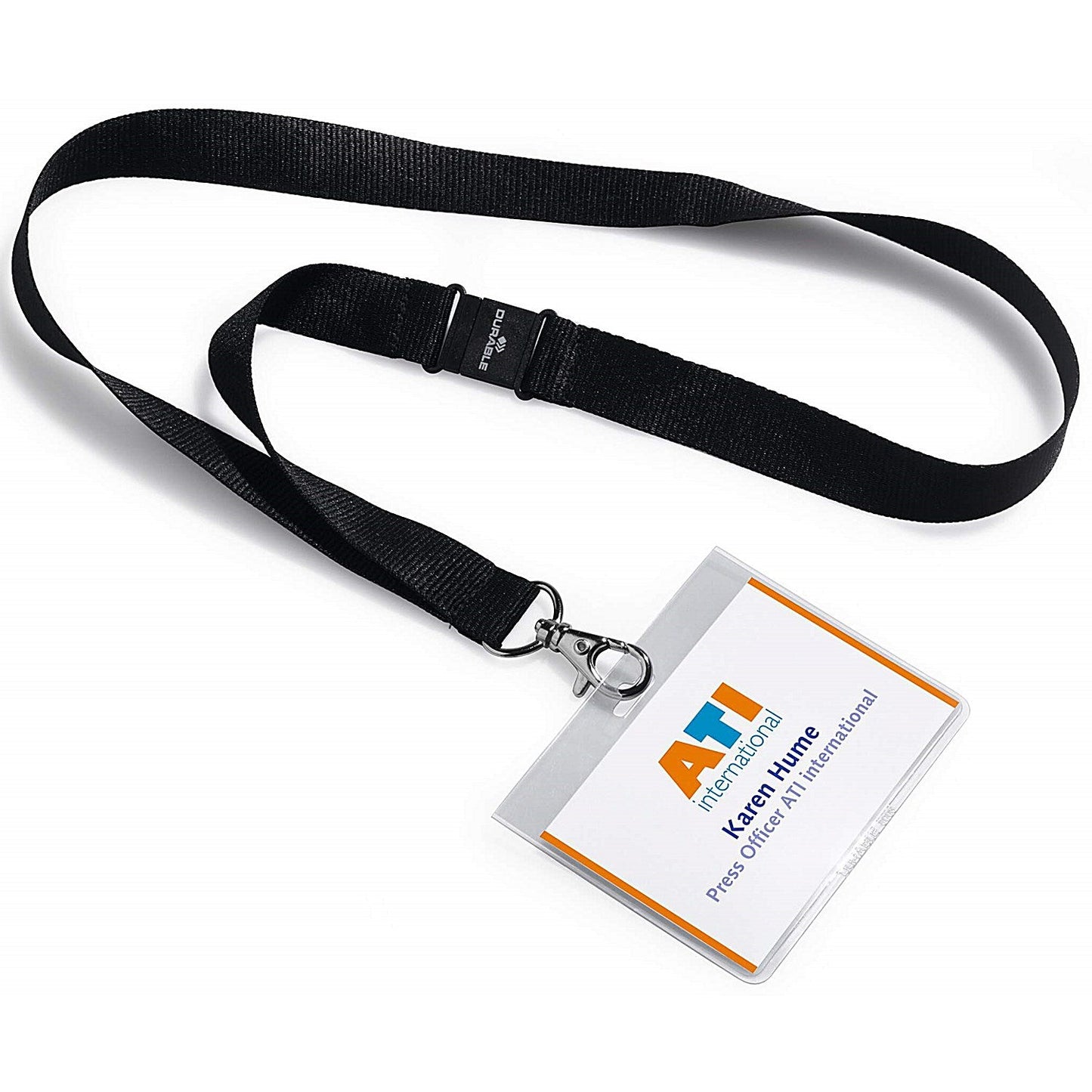 Durable Name Badge with 20mm Wide Textile Lanyard, 60x90mm, Black, Pack of 5 Easy2Order : 860001