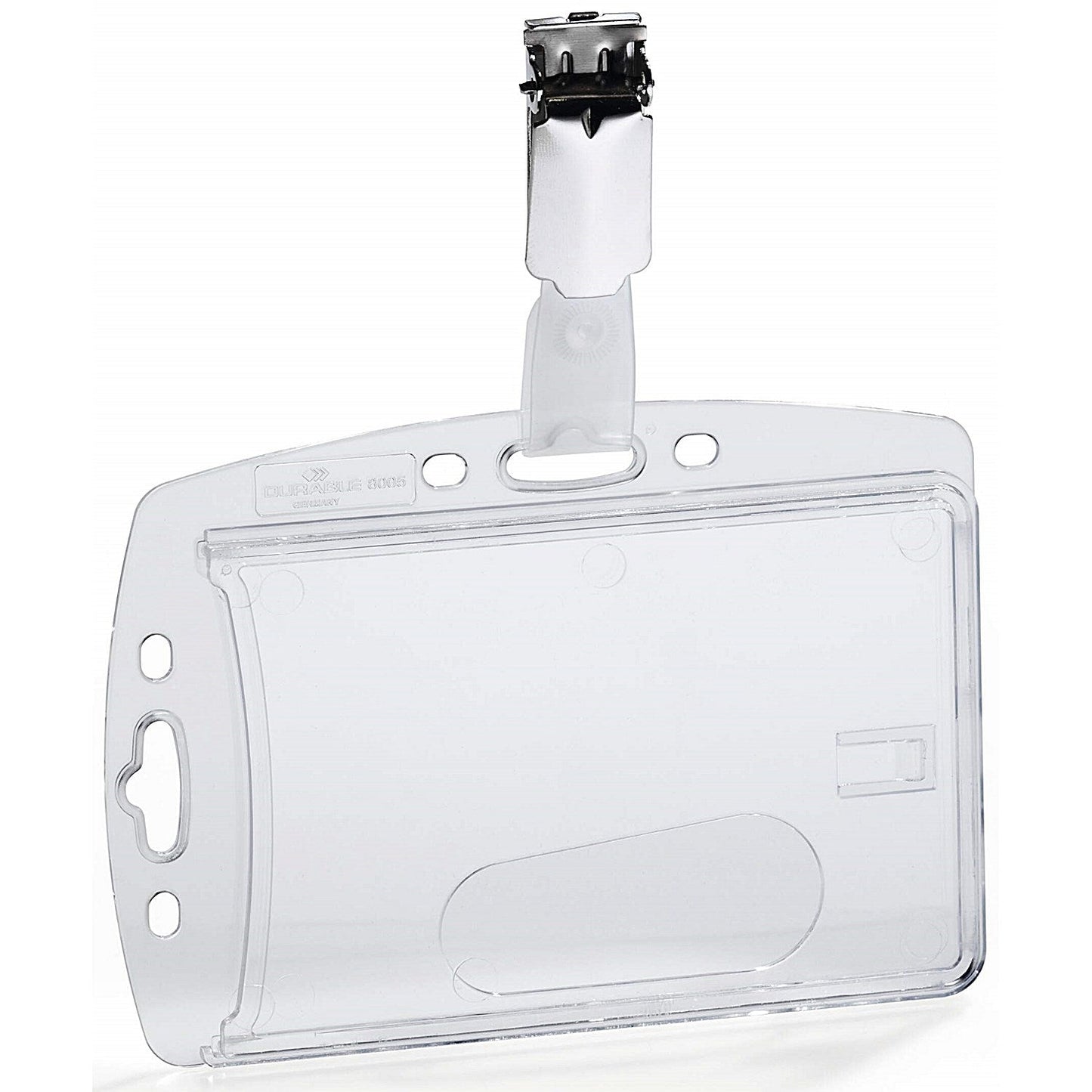 Durable Enclosed ID card Holder with Clip for 1 Card, 54x87mm, Clear, Pack of 10 Easy2Order : 869819