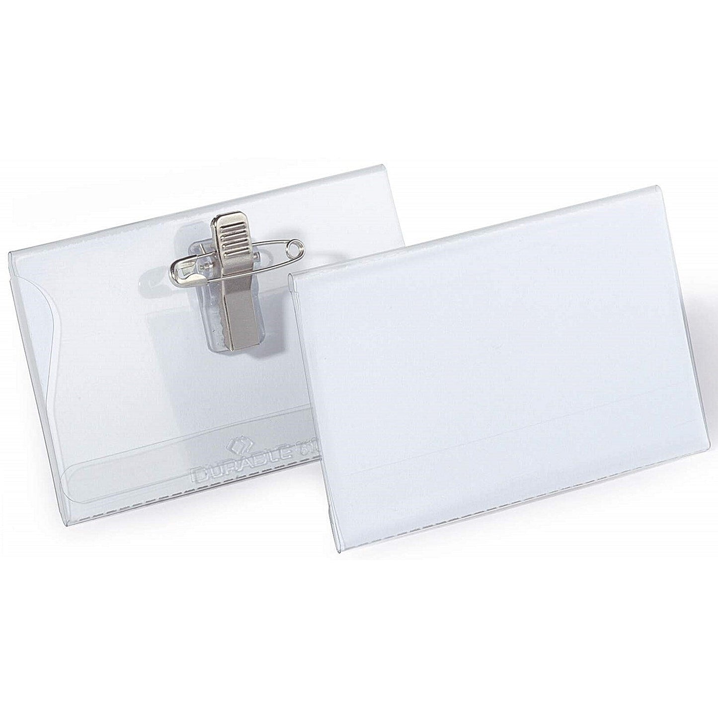 Durable Name Badges with Combi Clip, 54x90mm, Clear, Pack of 20 Easy2Order : 869900