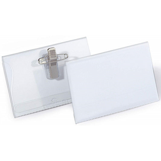 Durable Name Badges with Combi Clip, 54x90mm, Clear, Pack of 20 Easy2Order : 869900