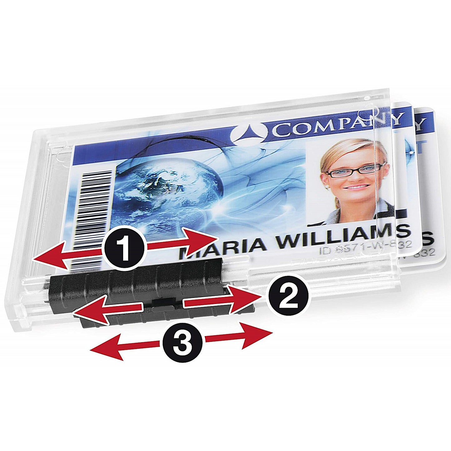 Durable Pushbox Trio 3 Card Security Pass ID Holder, Clear, Pack of 10
