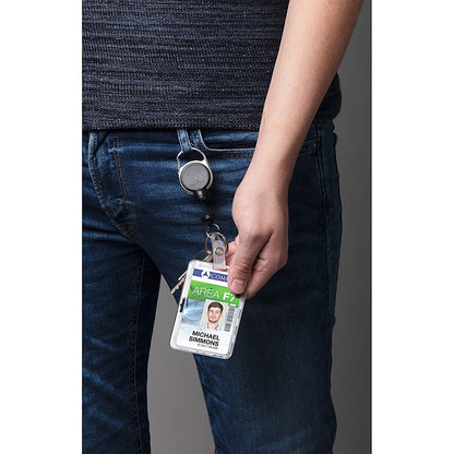 Durable Permanent High Security ID Card Holders for Lanyards, Clear, Pack of 10