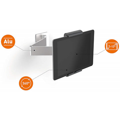 Durable Aluminium Tablet Holder iPad Wall Arm Mount, Lockable & Rotatable