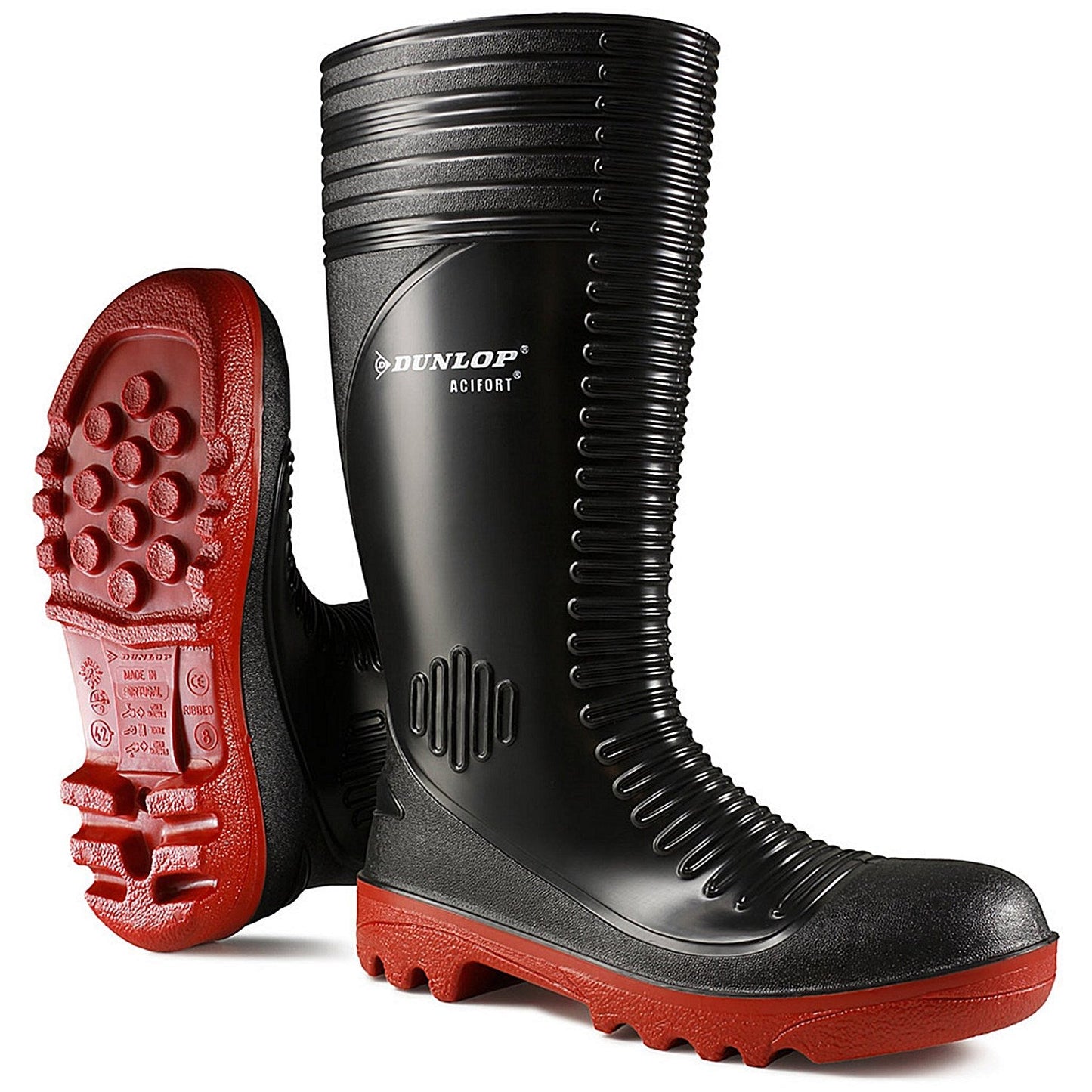 Dunlop Acifort Ribbed Full Safety Wellington Boots, Black, 9 Easy2Order : A25293109