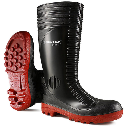 Dunlop Acifort Ribbed Full Safety Wellington Boots, Black, 9 Easy2Order : A25293109