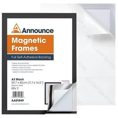 Announce Magnetic Frame, A3, Black, Pack of 5