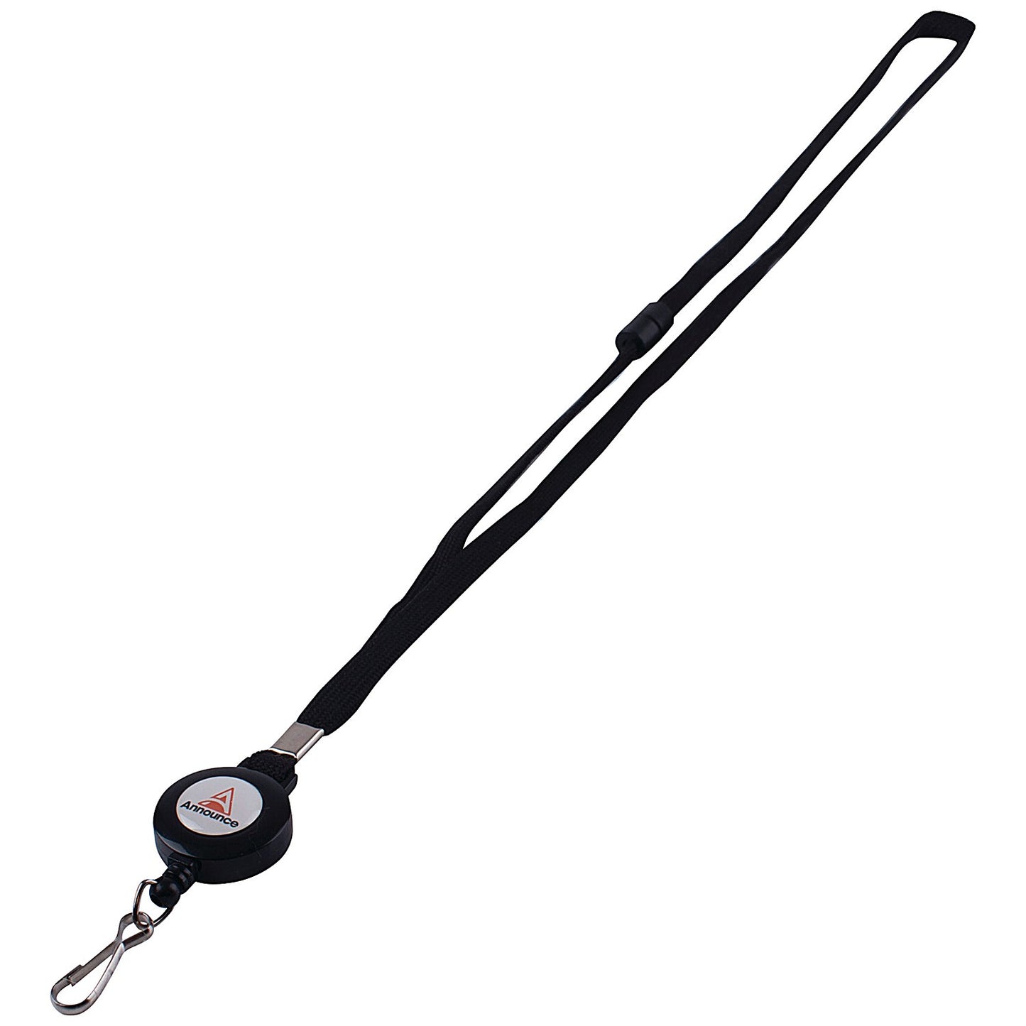 Announce Textile Lanyard with Badge Reel, 440mm, Black, Pack of 10